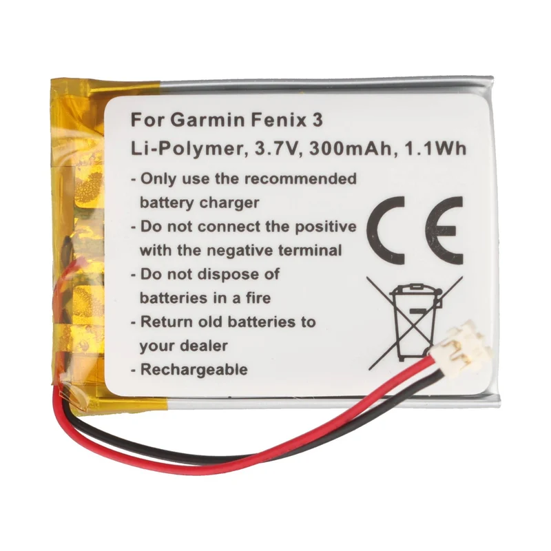 AccuCell Akku passend für Garmin Fenix 3 & Fenix 3 HR – Ersatzakku passend für 361-00034-02, 3,7 Volt 300mAh, ACHTUNG: bitte Anschluss-Stecker vor Bestellung prüfen !