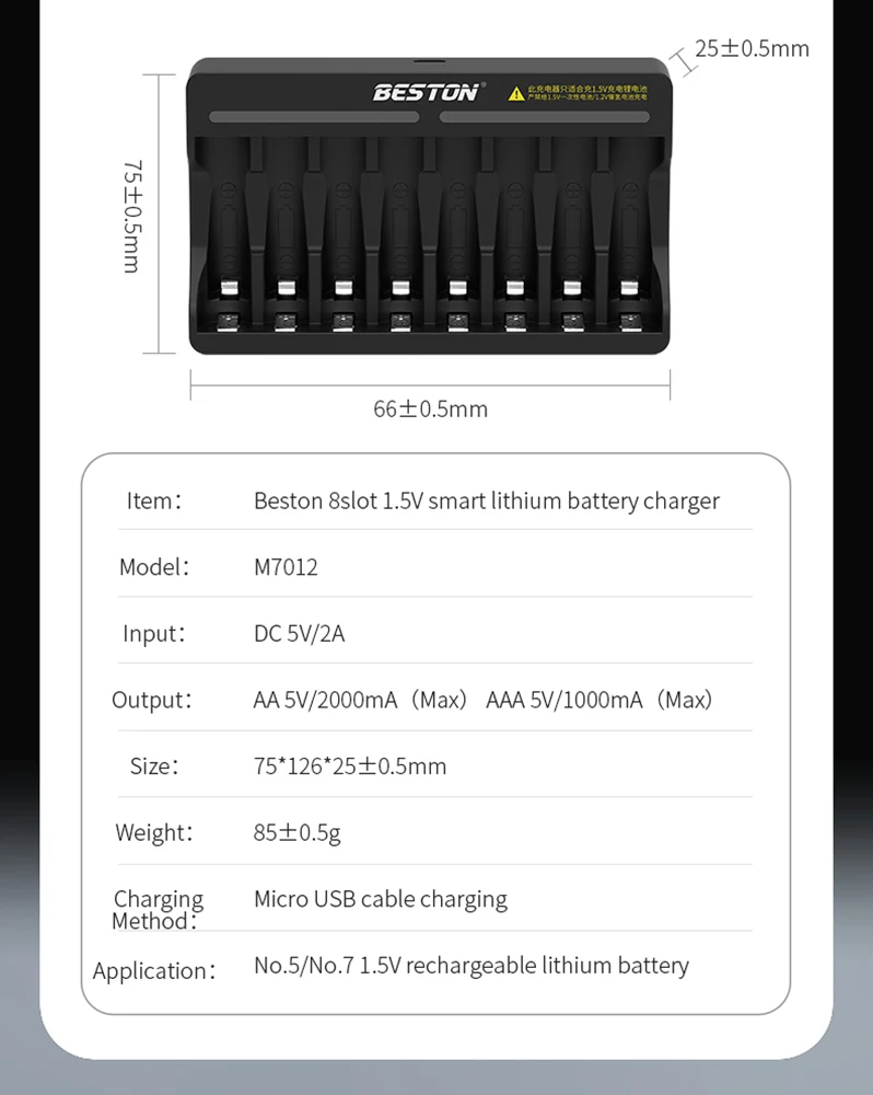 hochwertige 8 Steckplätze 1,5 LI-Ionen Lithium-Batterie Smart Charger Schnell ladegerät BESTON