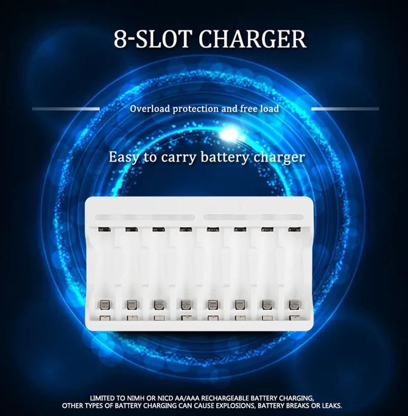 8 Kanal Smart Fast AA AAA Wiederauf lad bares Ladegerät USB-Ladegerät Beston C9010