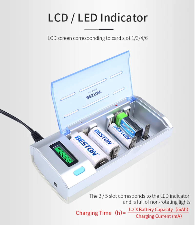 D C AA AAA 9V Beston Multifunktions-Universal-Ladegerät Smart