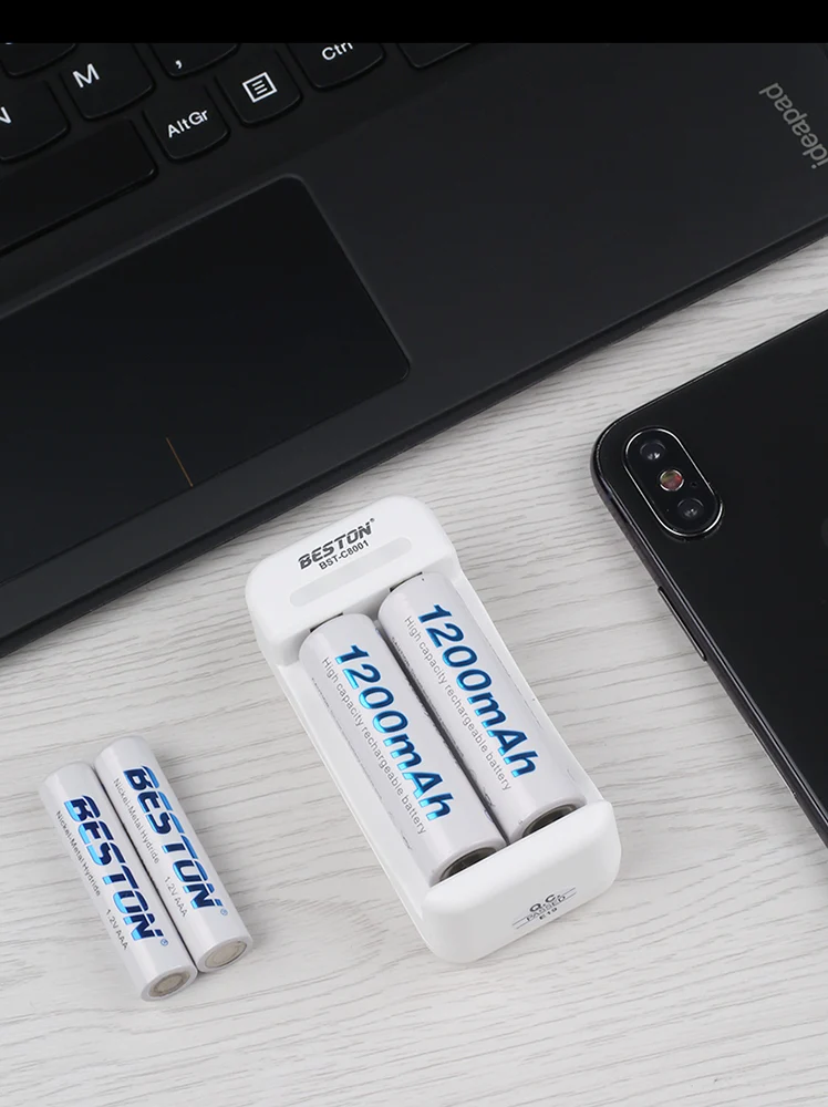 Intelligent USB-Ladegerät mit 2 Steckplätzen für wiederauf lad bares AA AAA Ni-MH-Ladegerät Beston