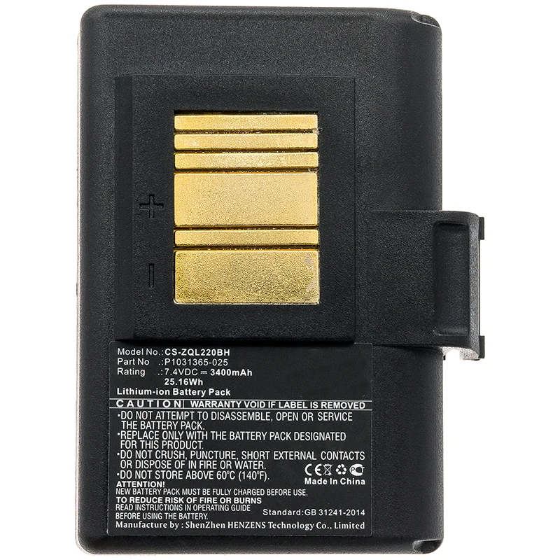 7.4V 3400mAh Tragbarer Drucker akku für QLN220 QLn220HC QLN320 QLn320HC ZQ500 ZQ510 ZQ520 ZQ521 ZQ610 ZQ610HC ZQ620 ZQ620H ZR628 ZR638 Li-ion