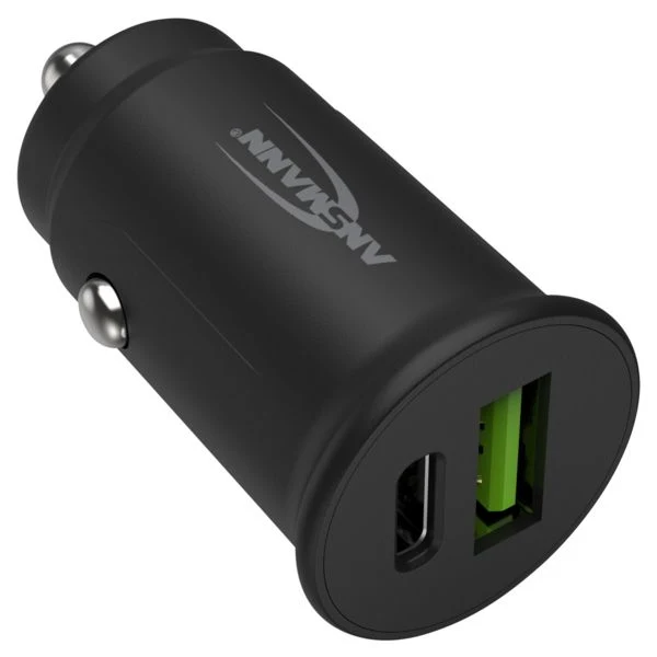 Ansmann KFZ-USB-Ladegerät 30 Watt USB + USB-C Ausgang 12-24 V DC