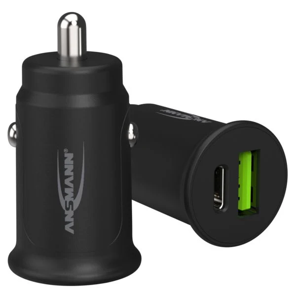 Ansmann KFZ-USB-Ladegerät 30 Watt USB + USB-C Ausgang 12-24 V DC