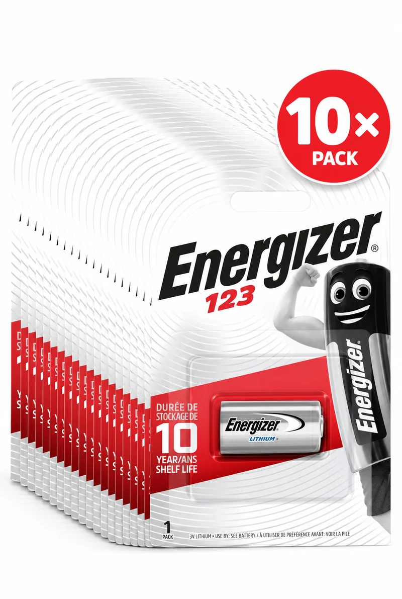 Energizer Batterie Lithium, CR123, 3V Photo, Retail Blister (10erPack)