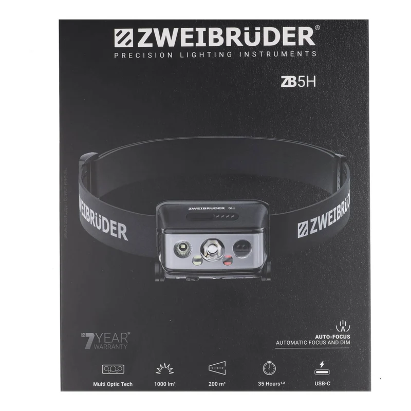 Zweibrüder Kopflampe ZB5H mit 1.000 Lumen / 200 Metern und Autofokus