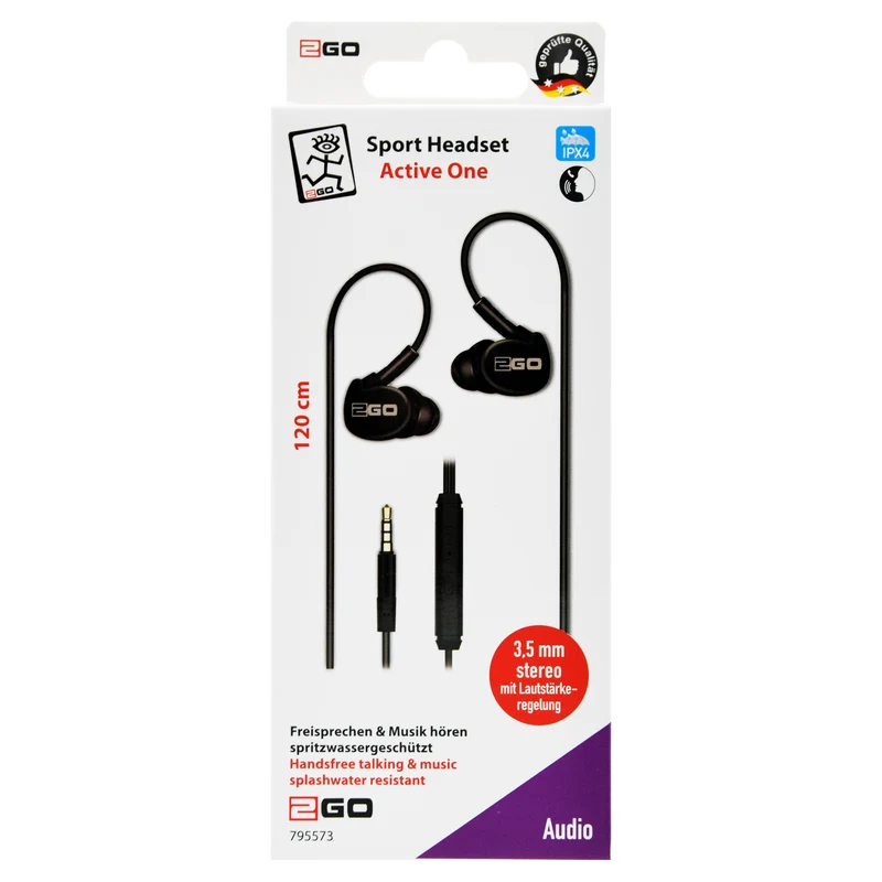 In-Ear Stereo Sport-Headset "Active 1" - Rufannahme - Lautstärkeregelung - Klinkenstecker - verschiedene Farben