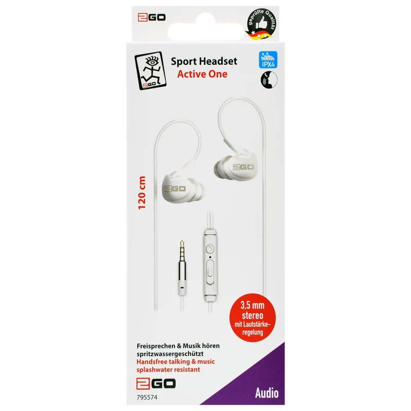 In-Ear Stereo Sport-Headset "Active 1" - Rufannahme - Lautstärkeregelung - Klinkenstecker - verschiedene Farben