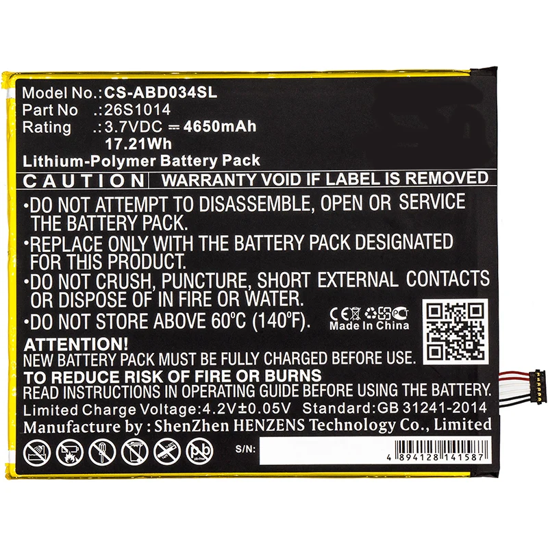3.7V 4650mAh Tablette akku für Kindle Fire 8 7 Generation, Kindle Fire 8 7 Kindle Fire HD8 8TH L5S83A SX0340T SX034QT Li-Polymer