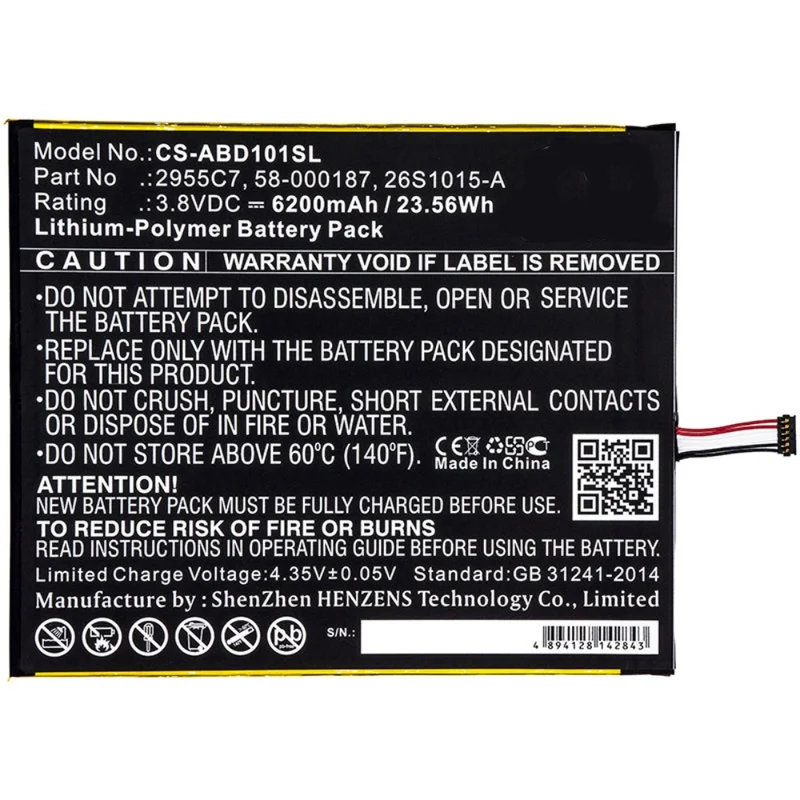 3.8V 6200mAh Tablette akku für Kindle Fire HD 10.1 Kindle Fire HD 10.1 7th SL056ZE Li-Polymer
