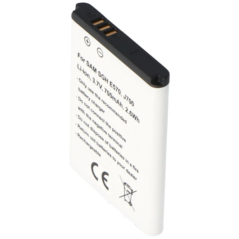AccuCell Akku passend für Samsung SGH E570, J700, Li-Ion, 3,7V, 700mAh, 2,6Wh