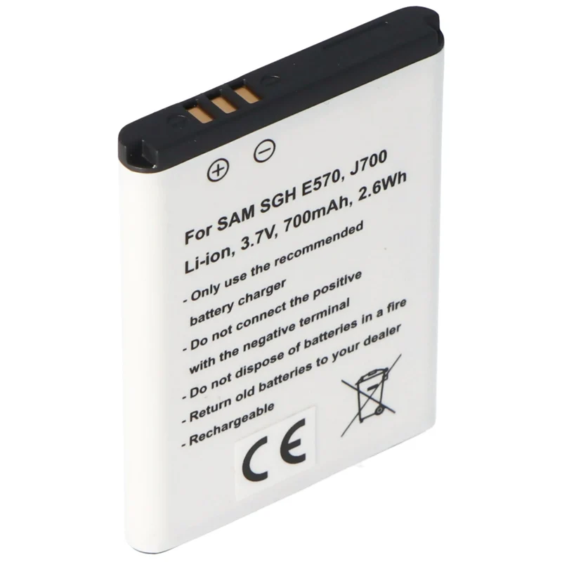 AccuCell Akku passend für Samsung SGH E570, J700, Li-Ion, 3,7V, 700mAh, 2,6Wh