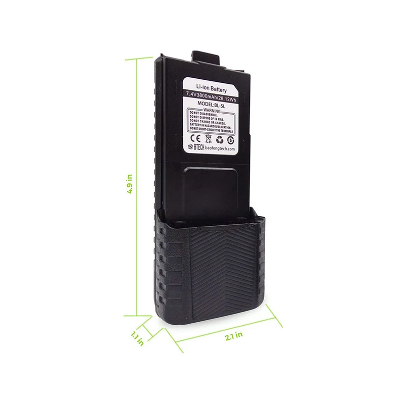 BaoFeng, BTECH BL 5L 3800mAh Li Ion Akku, Akku mit großer Kapazität, geeignet für UV 5X3, BF F8HP und UV 5R Funkgeräte
