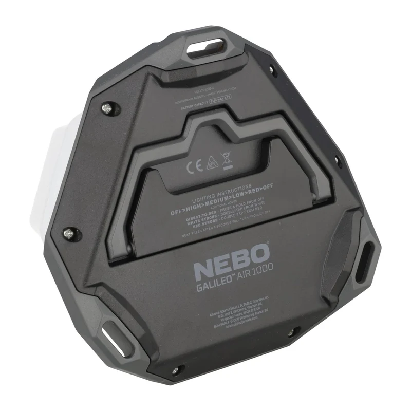 Nebo GALILEO™ AIR 1000, Lithium-Polymer (Li-Po) Akku, Typ 104050 mit 3,7 V und 2500 mAh, 1000 Lumen, Reichweite 20 Meter, Schwarz
