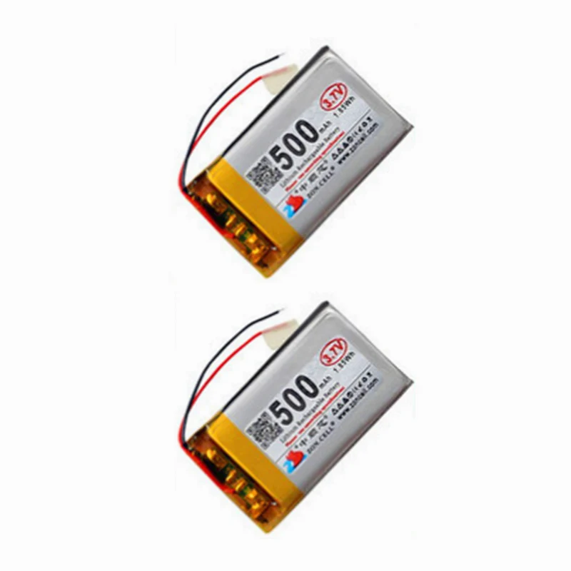 2x3,7 V 500 mAh Kabelausgang nur ohne Stecker 502035 Digitaler Hochtemperatur Polymer Lithium Akku für Smart Devices