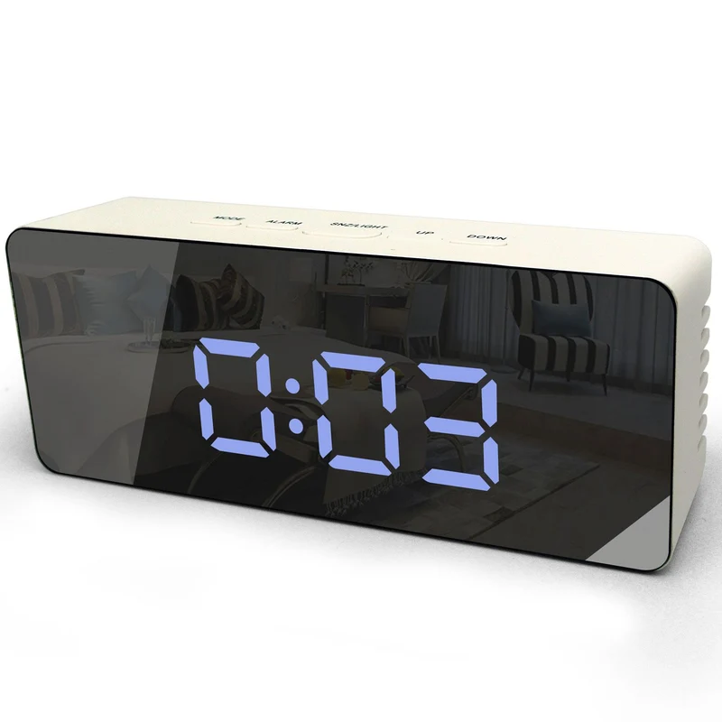 Technoline WT 475 - Quarzuhr mit Spiegeldisplay, 12/24h Zeitanzeige mit Innentemperaturanzeige