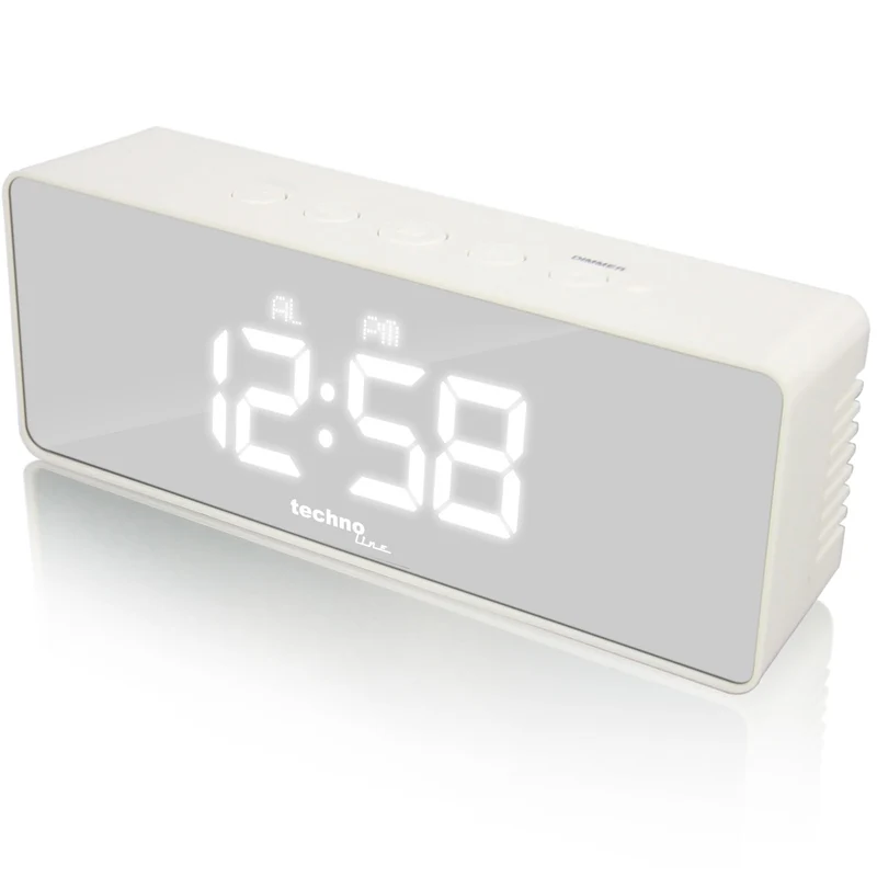 Technoline WT 475 - Quarzuhr mit Spiegeldisplay, 12/24h Zeitanzeige mit Innentemperaturanzeige