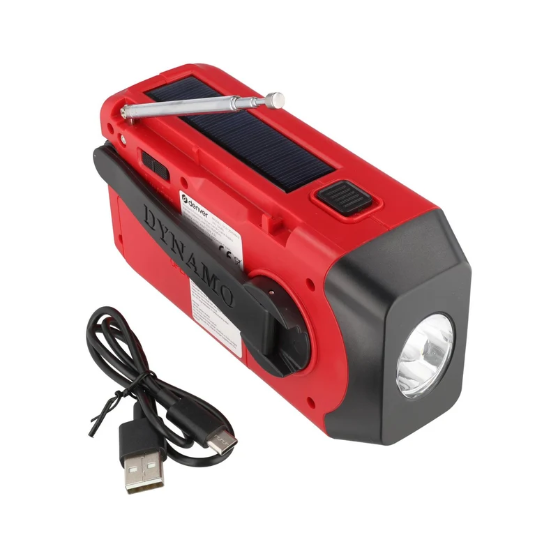 AccuCell Notfall Radio -Solar-Dynamo-Koffer-Radio mit LED-Taschenlampe, mit Li-ion Akku
