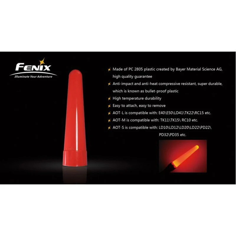 Fenix Universal Diffusor rot, Warnstabaufsatz für L1D, L1T 2.0, L2D, L2T 2.0, P2x, P3x, LDx0 und PD30-Serien