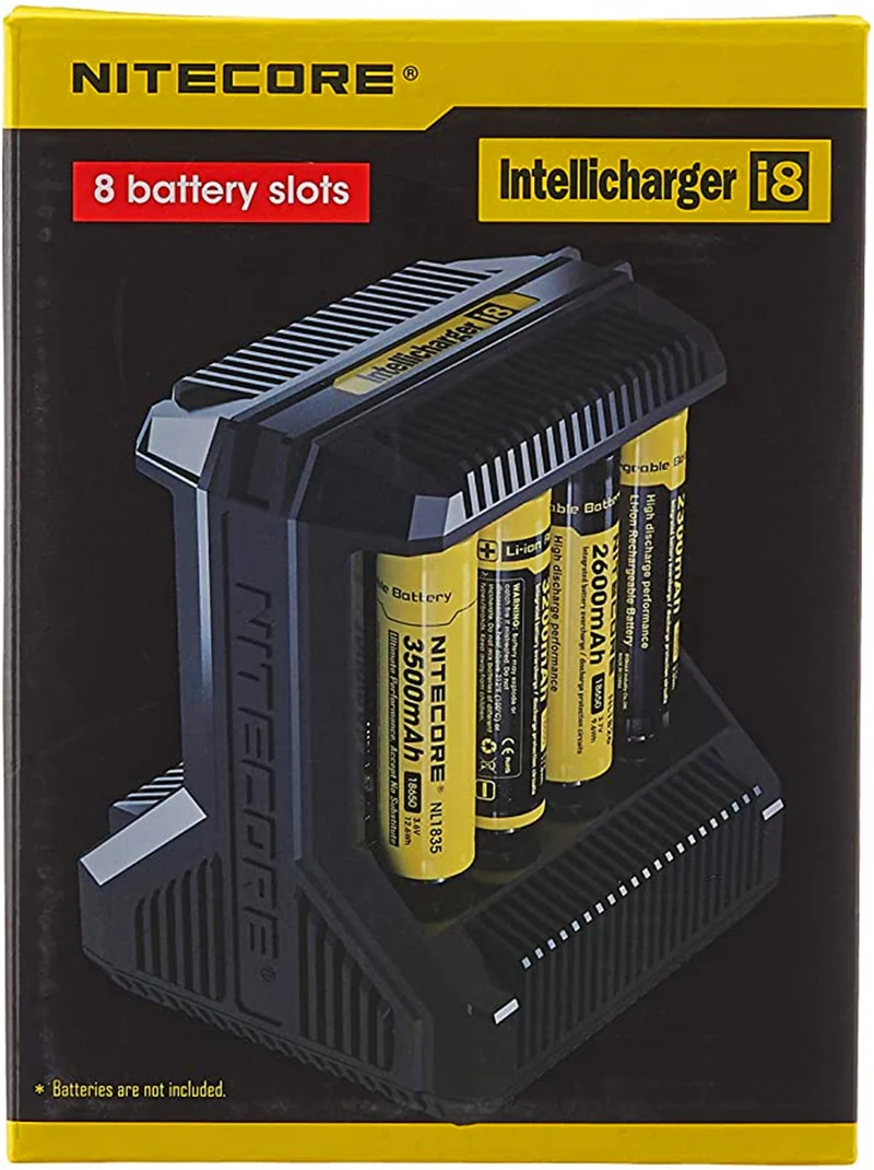 Nitecore i8 8 Steckdosenladegerät für Lithium Ionen , Nickel Metallhydrid und Nickel Cadmium Akkus, schwarz, p