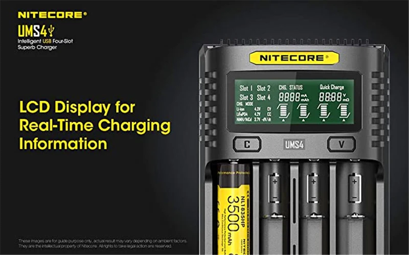 NITECORE Universal Ladegerät UMS4 3000 mA USB Erwachsene Unisex schwarz L 159 x B 107 x H 41