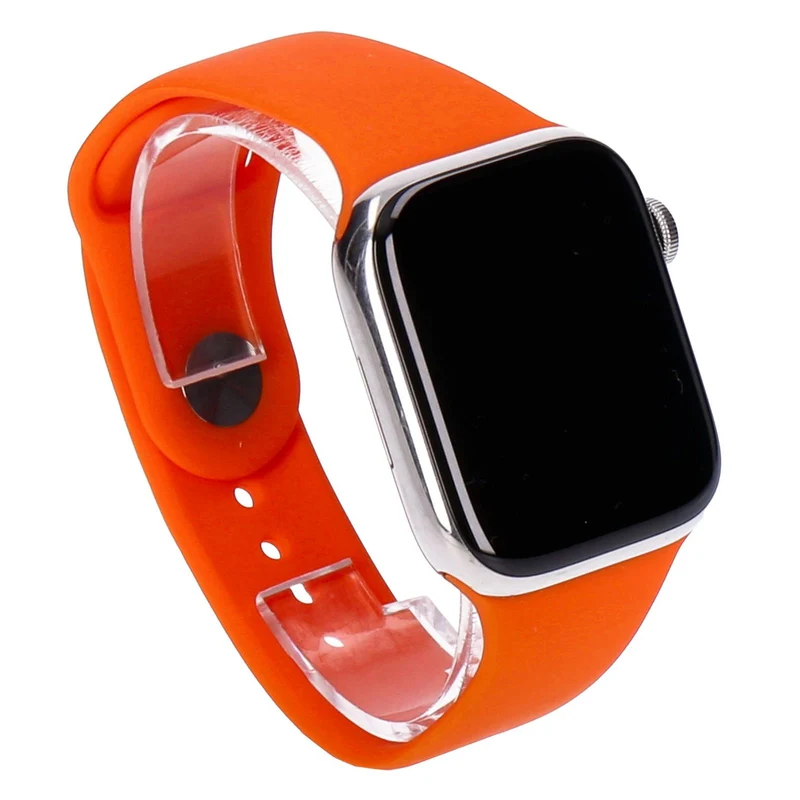 Apple Watch Series 8 Hermès 45mm GPS + 4G Silber Edelstahlgehäuse mit Sportarmband Orange