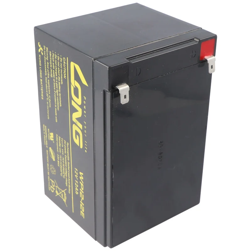 Kung Long WP12-12E F2 Zyklenfest Blei-Vlies-Akku, 12Volt, 12Ah mit 6,3mm Faston Anschluss