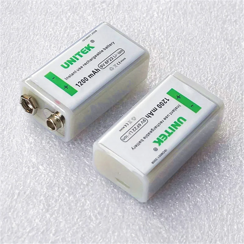 2 STÜCKE USB 9 V Lithium Ionen Akku 1200 mAh 6F22 Lithium Batterie Mikrofon Gitarre EQ Rauchmelder Multimeter Hubschrauber