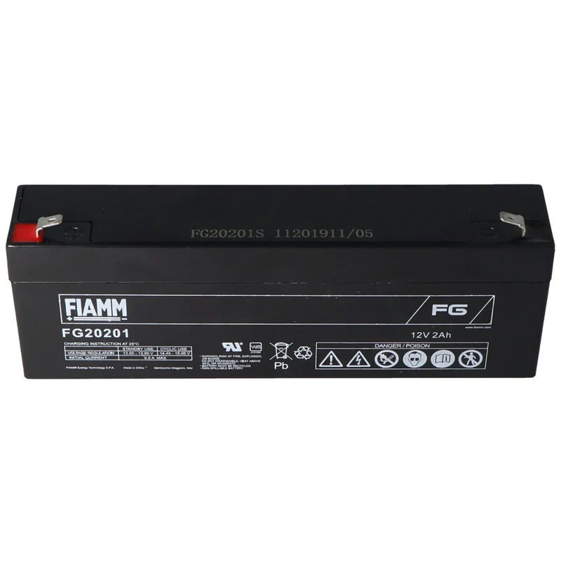 Fiamm FG20201 Akku 2,0Ah PB Blei Akku wartungsfrei, mit 4,8mm Steckkontakten