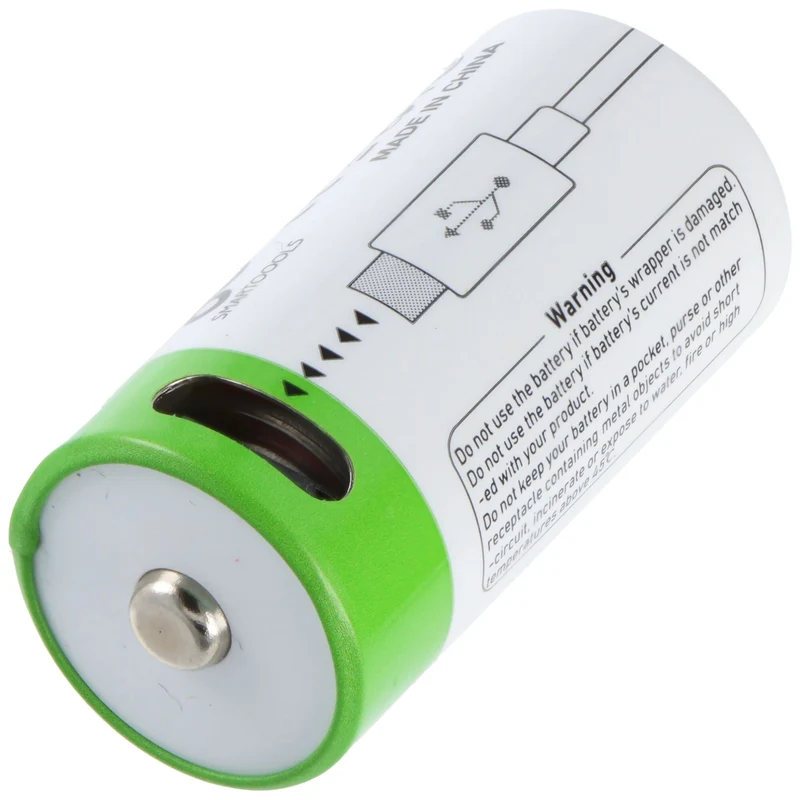 AccuCell Rundzelle 16340, CR123, Li-ion, 3,7V, 700mAh, 2,6Wh, mit USB-C Charging Port, 33,9x16,1mm