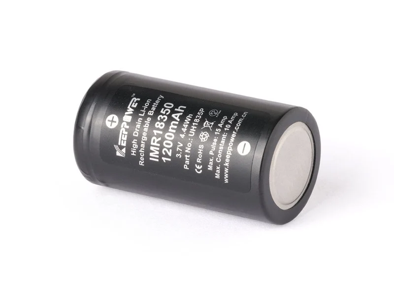Keeppower Li-Ion-Akku IMR18350 - 1200mAh 10A, max. 15A, 3,6V - 3,7V, 35x18,3mm