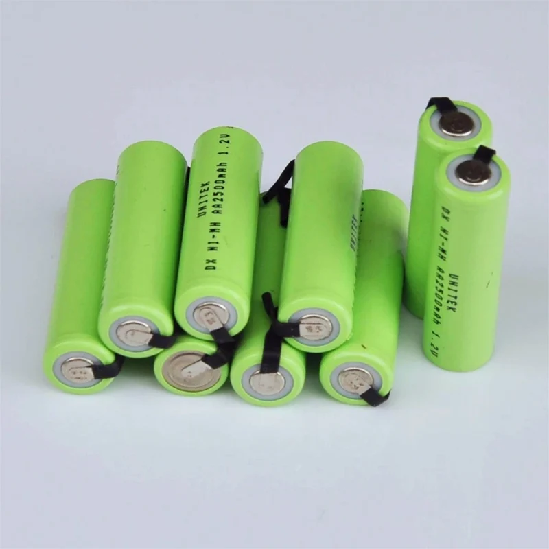 10 Stück Ni MH 1,2V AA Akkus 2500mAh Ni MH Akkus mit Lötfahnen