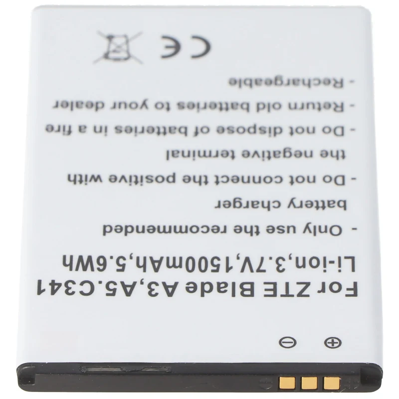 AccuCell Akku passend für ZTE Blade A3, A5, C341, Li-Ion, 3,7V, 1500mAh, 5,6Wh