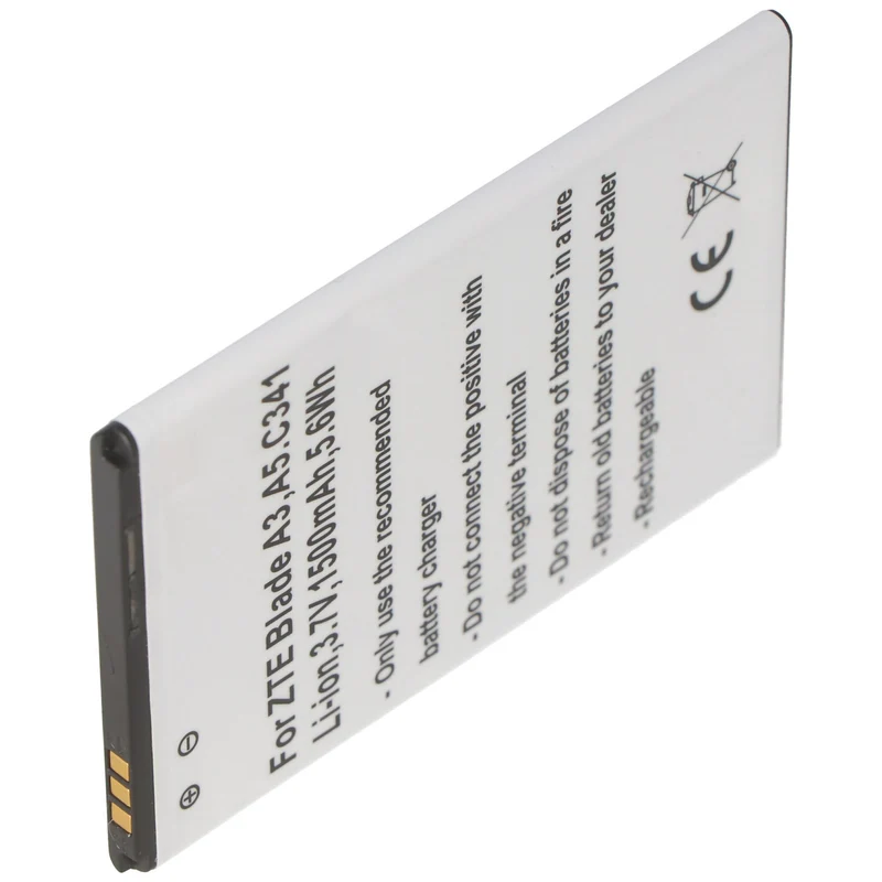 AccuCell Akku passend für ZTE Blade A3, A5, C341, Li-Ion, 3,7V, 1500mAh, 5,6Wh