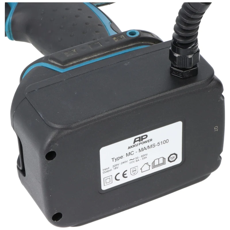 Akku Power Mainsconnector das Schaltnetzteil 18V kompatibel für Makita Makstar BL1830, BL1850, Kabel seitlich ausgehend