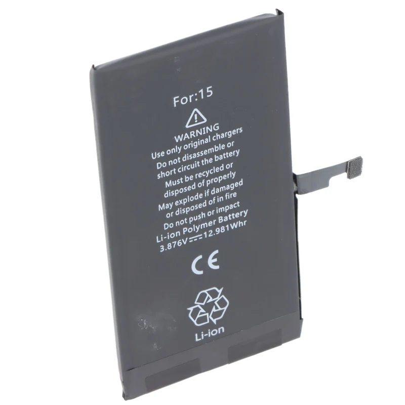 AccuCell Akku passend für Apple iPhone 15, Li-Polymer, 3,87V, 3349mAh, 12,98Wh, ohne Werkzeug