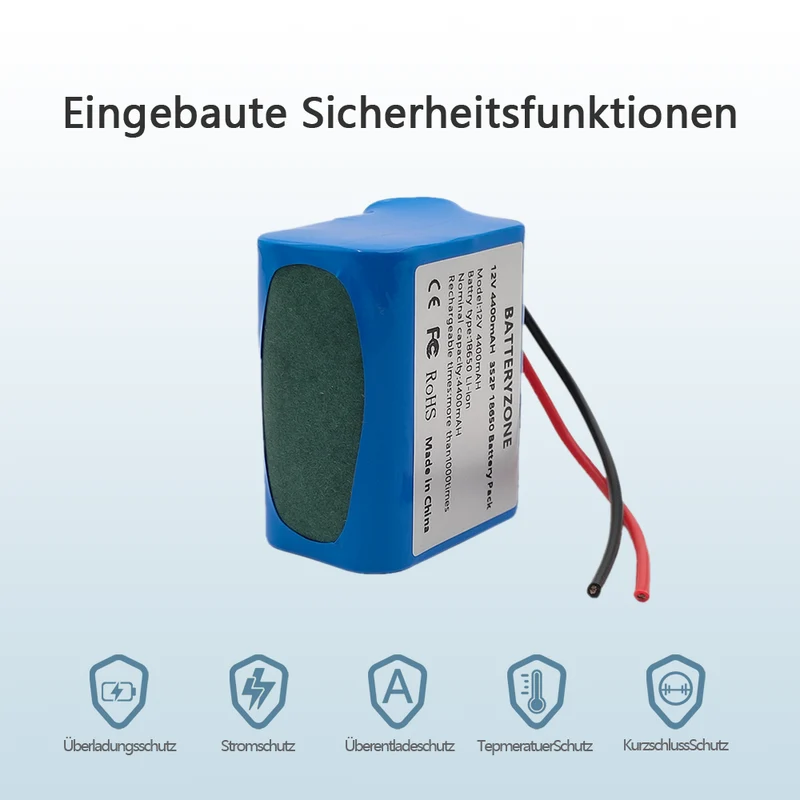 Wiederaufladbarer 12V 4400mAH 18650 Li-Ion Akku mit 12V 2A Ladegerät