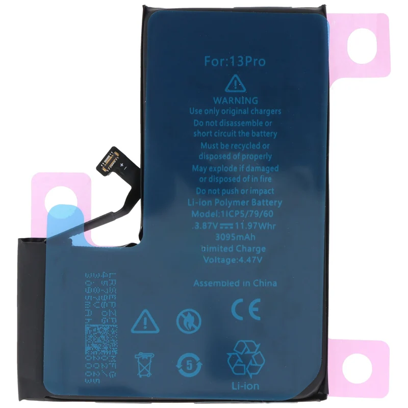 AccuCell Akku passend für Apple iPhone 13 Pro, Li-Polymer, 3,85V, 3095mAh, 11,9Wh, built-in, ohne Werkzeug