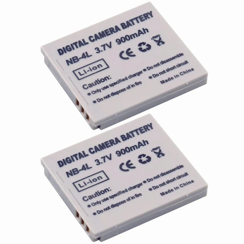 2PCS NB-4L NB4L NB 4L Akku, passend für Canon PowerShot SD40 SD200 SD300 SD940 IS-CAMERA-1080P