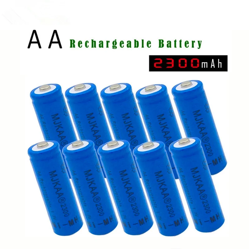 6pcs AA 1,2V Ni Mh 2300mAh Akku 2A Akku Fernbedienung Spielzeug LED Licht Vorladen