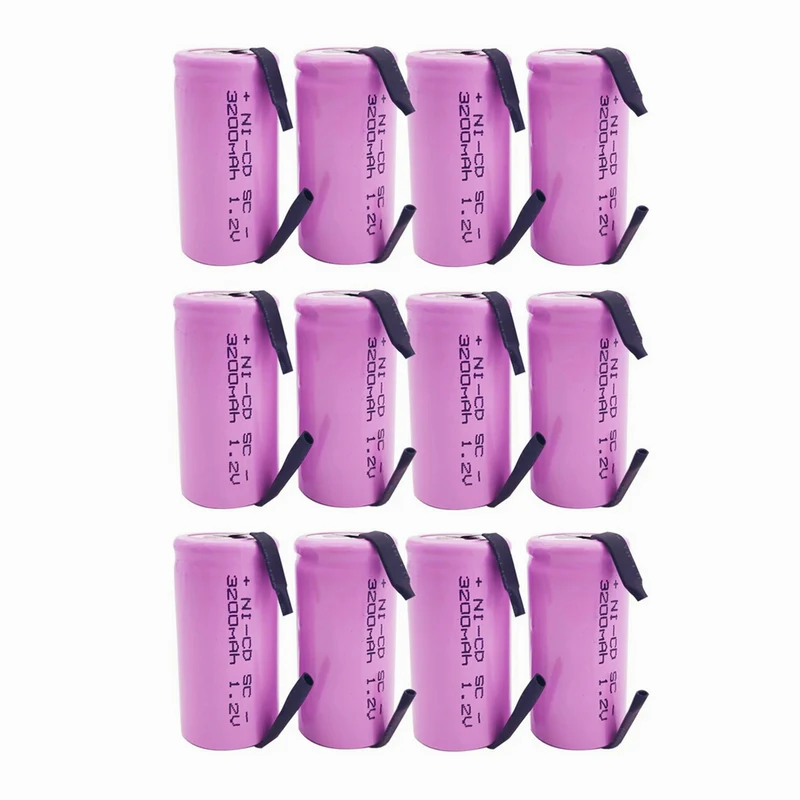 12pcs 4/5 SC 3200mAh 1.2V Akku Sub C Ni-cd Akku, mit Bohrmaschine Schraubendreher Schweißstück