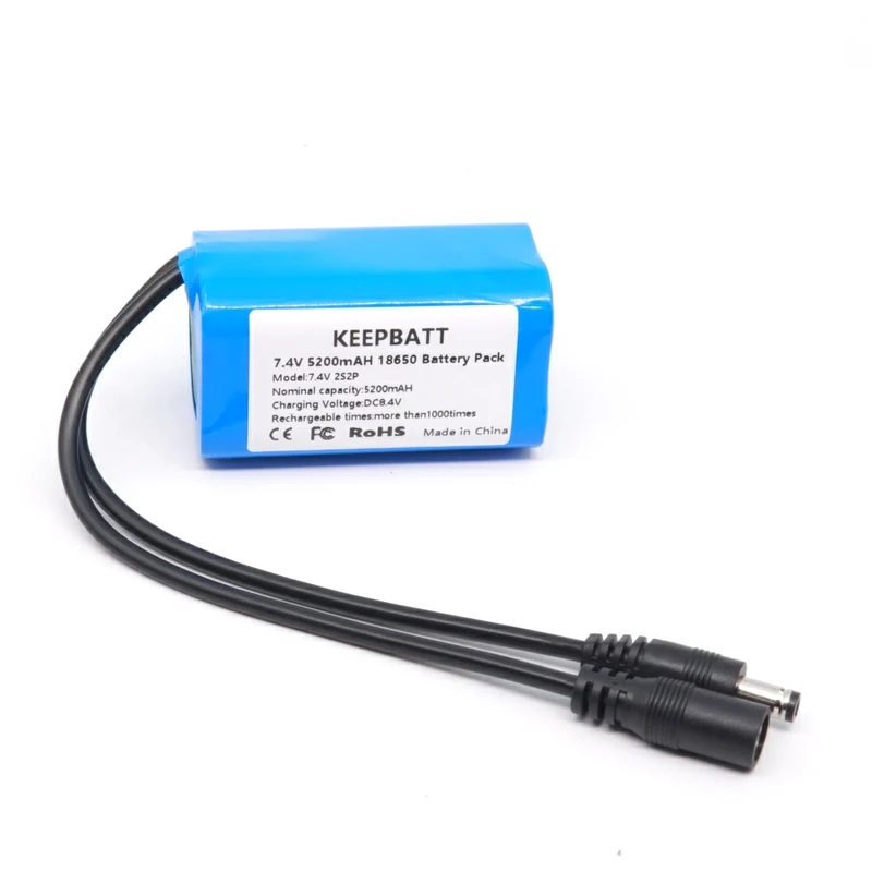 7,4V 5200mAh 8,4V 18650 Lithiumbatterie Fahrradlampe Scheinwerfer Spezialakku DC 5,5x2,1MM