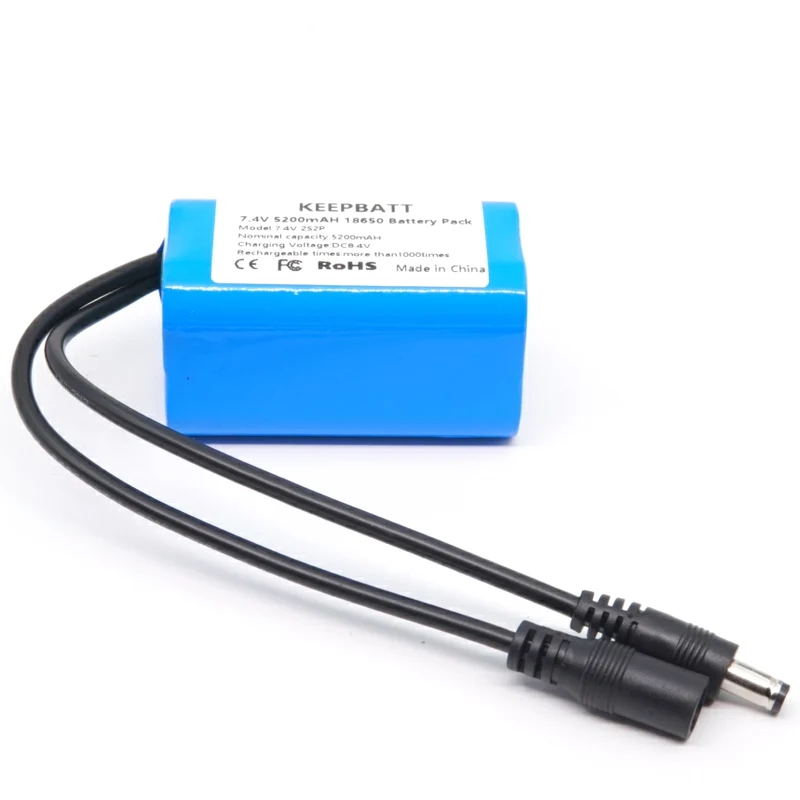 7,4V 5200mAh 8,4V 18650 Lithiumbatterie Fahrradlampe Scheinwerfer Spezialakku DC 5,5x2,1MM