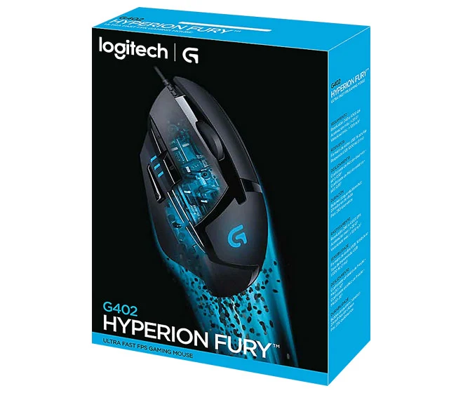 Logitech Gaming Maus G402, Hyperion Fury, USB, schwarz Optisch, 4000 dpi, 8 Tasten, Retail