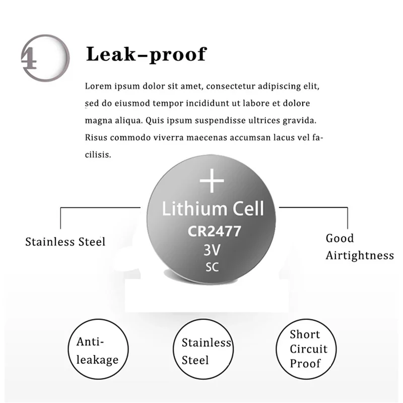 5 stücke cr2477 3V lithium-batterien dl2477 ecR2477 lm2477 kcR2477 cr 2477 Knopfzellen batterie Lithium-batteria