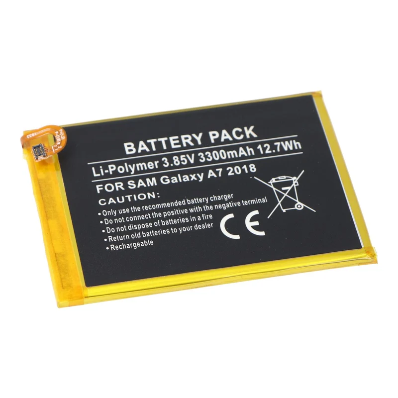 AccuCell Akku passend für Samsung Galaxy A7 2018, Li-Polymer, 3,85V, 3300mAh, 12,7Wh, built-in, ohne Werkzeug