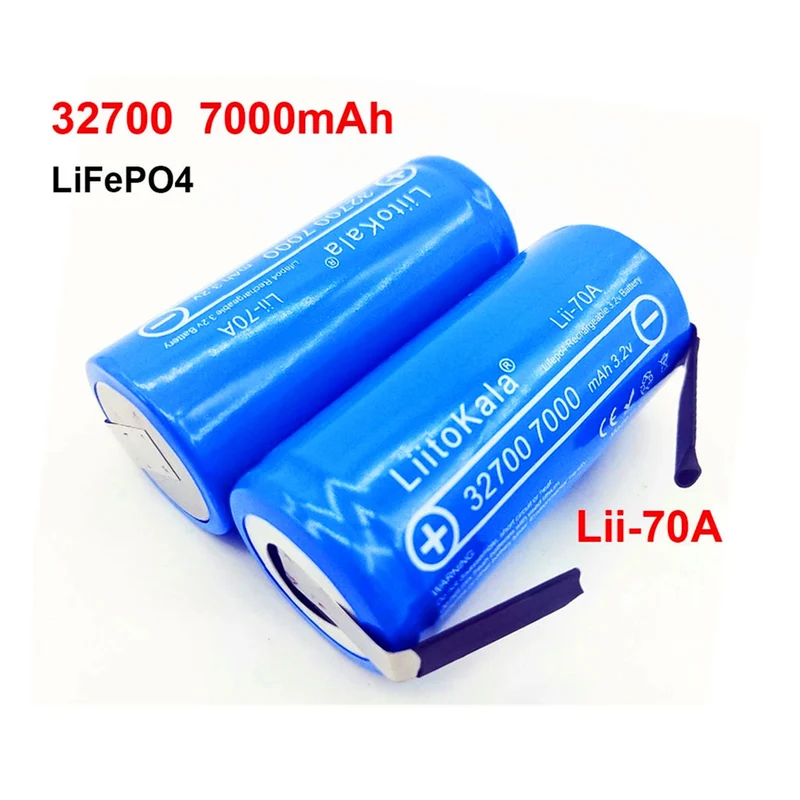 4pcs Lii-70A Hochleistungs-3,2V 32700 7000mAh Akku 6500mAh LiFePO4 35A 55A Dauerentladungsakku + Nickelblech