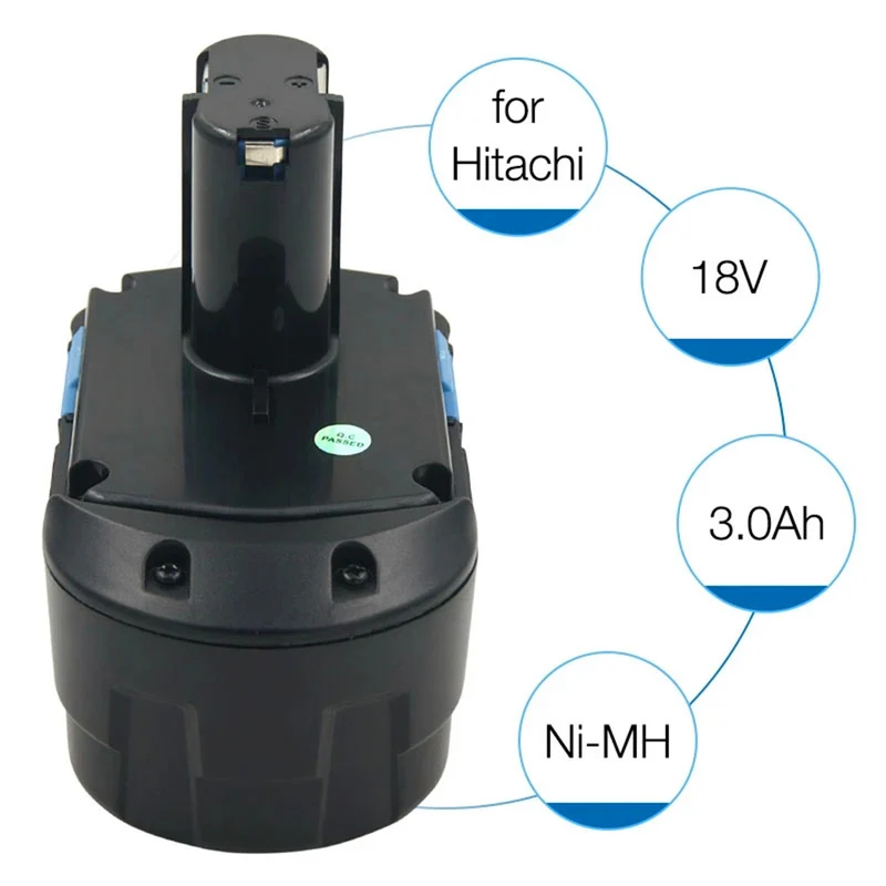 EB1820 EB1830 Ersatzakku 18V 3000mAh Ni-MH Elektrowerkzeugakku, passend für Hitachi EB1812S