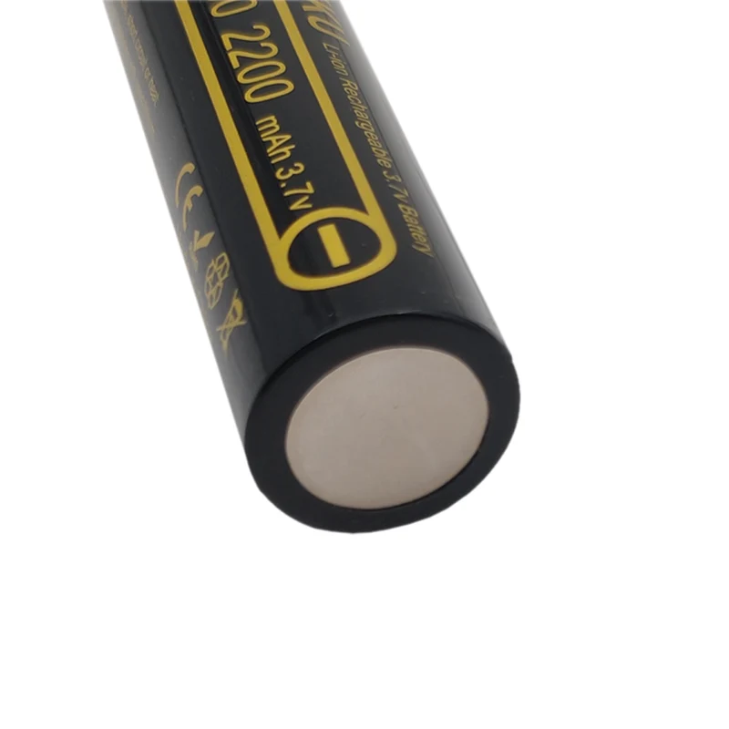 2 Stück 18650 3,7 V 2200 mAh Lithiumbatterie Knopf oben für Taschenlampen-Scheinwerfermikrofone