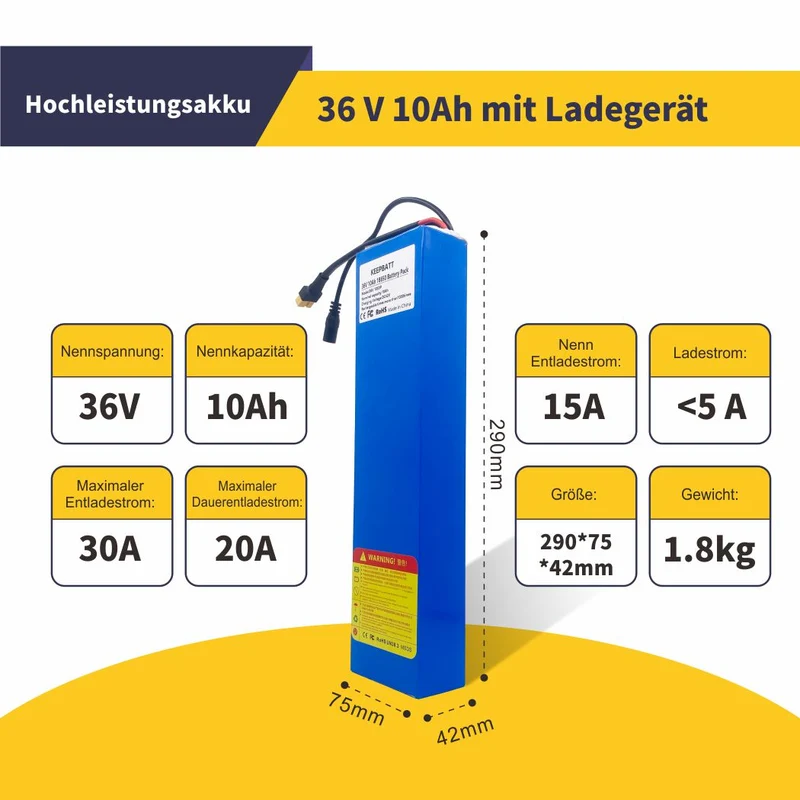 36V 10Ah 10S3P Roller Ersatzakku 15A BMS für 250W 600W E-fahrrad Scooter